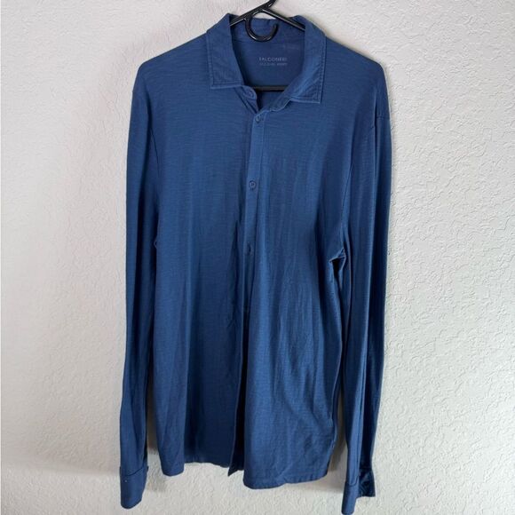 Falconeri Mens Old Dyed Jersey Button Down 100% Cotton Shirt Size L50 - Picture 1 of 11